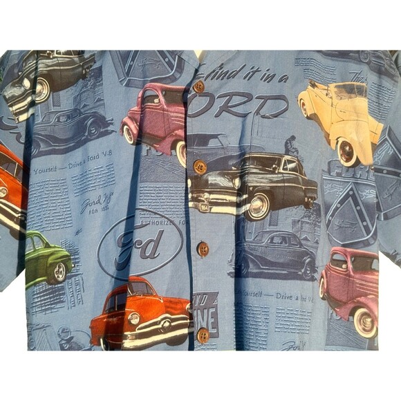 David Carey Ford Classic Button Down Shirt Mens Size Large Old Ford Car Retro - Picture 3 of 6
